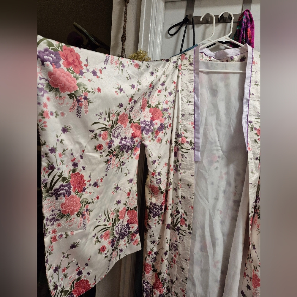 Floral Kimono By Silver Dragon - Purple and Pink